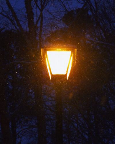 Snowy light post